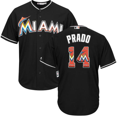 marlins #14 Martin Prado Black Team Logo Fashion Stitched MLB Jersey